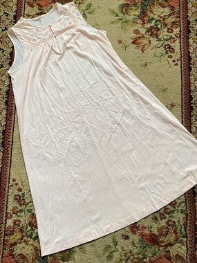 Goddard Artemis Light Pink Sleeveless Cotton Nightdress with Embroidered Yoke